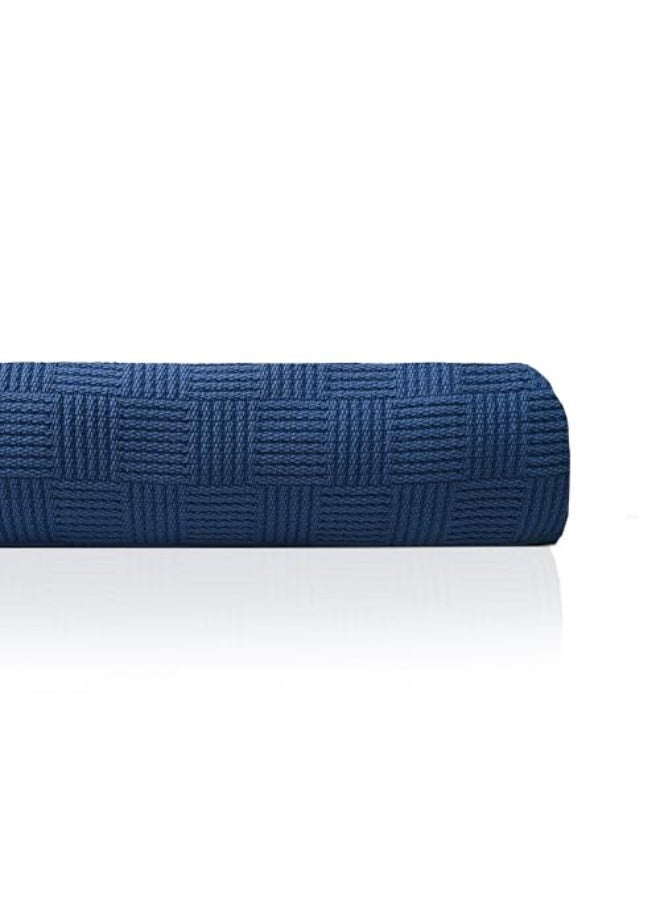 Relax Egyptian cotton Leno throw blanket,ultra-soft & lightweight with an elegant woven design ,king size 255x225 cm , Indigo Color - Image 1